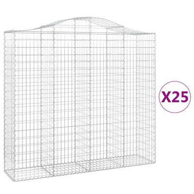 vidaXL Arched Gabion Baskets 25 pcs 200x50x180/200 cm Galvanised Iron