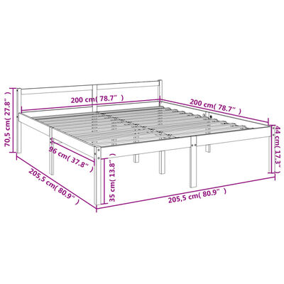 vidaXL Senior Bed without Mattress Grey 200x200 cm Solid Wood Pine