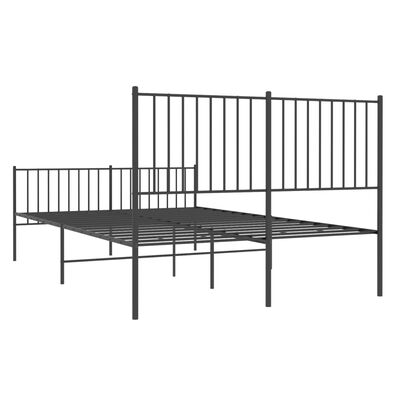 vidaXL Metal Bed Frame without Mattress with Footboard Black 135x190 cm Double