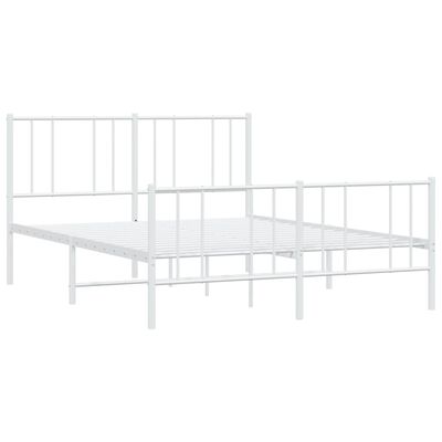 vidaXL Metal Bed Frame without Mattress with Footboard White 160x200 cm