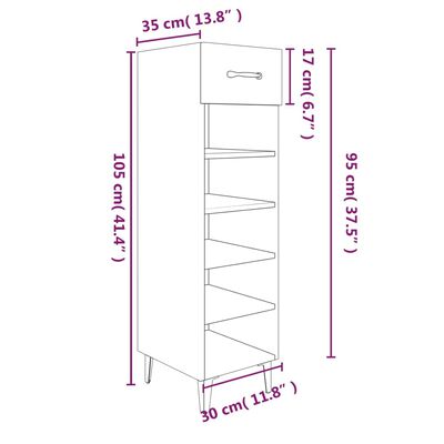 vidaXL Shoe Cabinet Concrete Grey 30x35x105 cm Engineered Wood