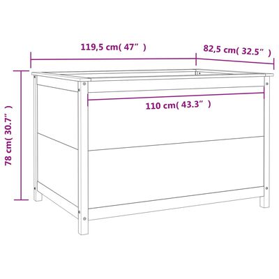 vidaXL Garden Raised Bed Grey 119.5x82.5x78 cm Solid Wood Pine