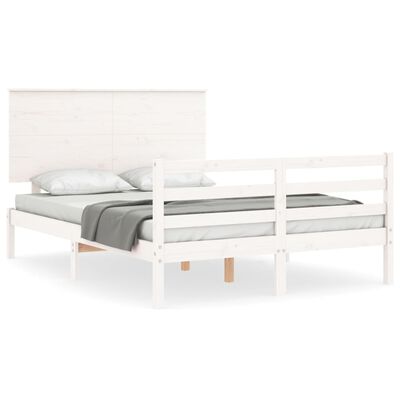 vidaXL Bed Frame without Mattress White Small Double Solid Wood