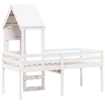 vidaXL High Sleeper Bed without Mattress White 75x190 cm Small Single Solid Wood Pine