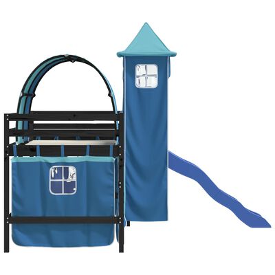 vidaXL Kids' Loft Bed with Tower without Mattress Blue 90x200 cm