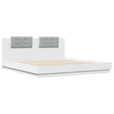 vidaXL Bed Frame with LED without Mattress White 200x200 cm