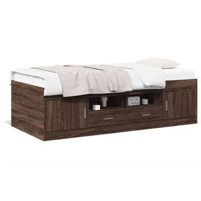 vidaXL Daybed with Drawers without Mattress Brown Oak 75x190 cm Small Single