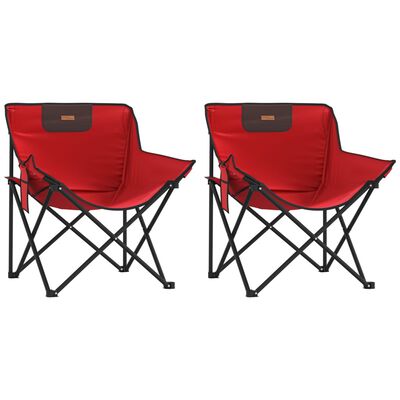 vidaXL Camping Chairs with Pocket Foldable 2 pcs Red