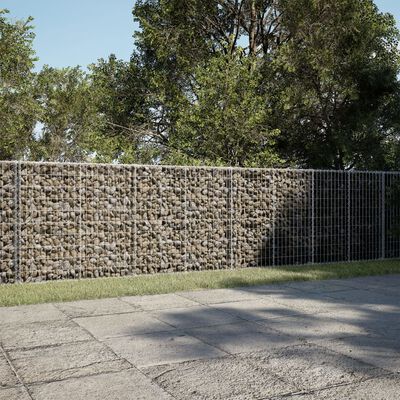 vidaXL Gabion Basket with Cover 750x100x100 cm Galvanised Iron