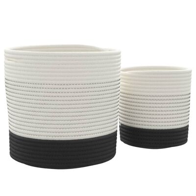 vidaXL Storage Baskets 2 pcs White and Black Cotton