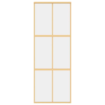 vidaXL Sliding Door Gold 76x205 cm Clear ESG Glass and Aluminium