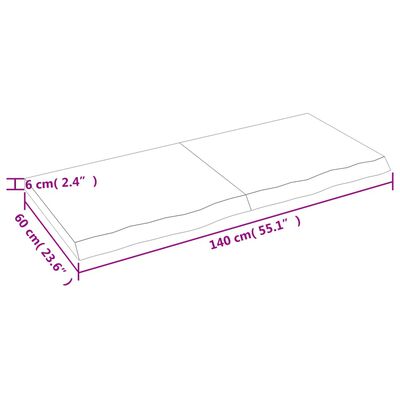 vidaXL Table Top 140x60x(2-6) cm Untreated Solid Wood Oak