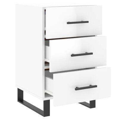 vidaXL Bedside Cabinet High Gloss White 40x40x66 cm Engineered Wood