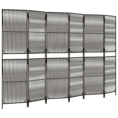 vidaXL Room Divider 6 Panels Grey Poly Rattan