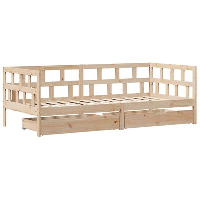 vidaXL Daybed with Drawers without Mattress 90x200 cm Solid Wood