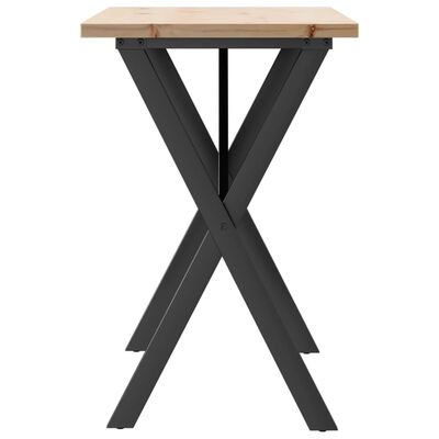 vidaXL Dining Table X-Frame 100x50x75.5 cm Solid Wood Pine and Cast Iron