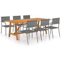 vidaXL 7 Piece Garden Dining Set Grey