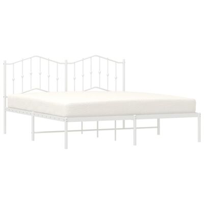 vidaXL Metal Bed Frame without Mattress with Headboard White 183x213 cm