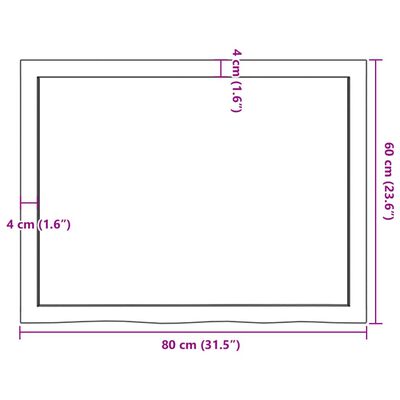 vidaXL Table Top 80x60x(2-6) cm Untreated Solid Wood Oak