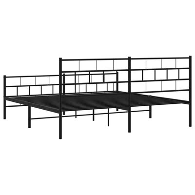 vidaXL Metal Bed Frame without Mattress with Footboard Black 183x213 cm