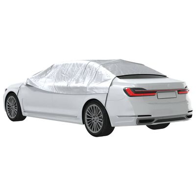 vidaXL Half Car Cover with Hooks Silver M