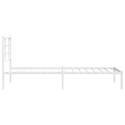 vidaXL Metal Bed Frame without Mattress with Headboard White 90x190 cm Single