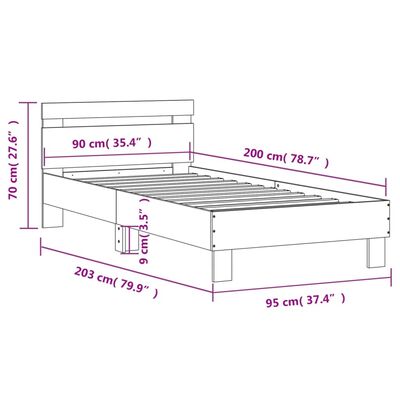 vidaXL Bed Frame without Mattress with LED Lights Sonoma Oak 90x200 cm