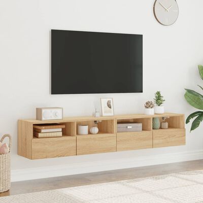 vidaXL TV Wall Cabinets 2 pcs Sonoma Oak 80x30x30 cm Engineered Wood