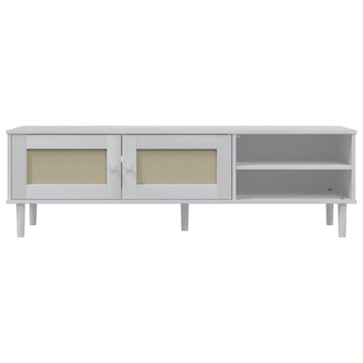 vidaXL TV Cabinet SENJA Rattan Look White 158x40x49cm Solid Wood Pine