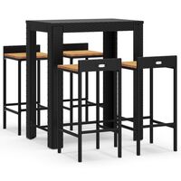 vidaXL 5 Piece Garden Bar Set Black Poly Rattan&Solid Wood Acacia