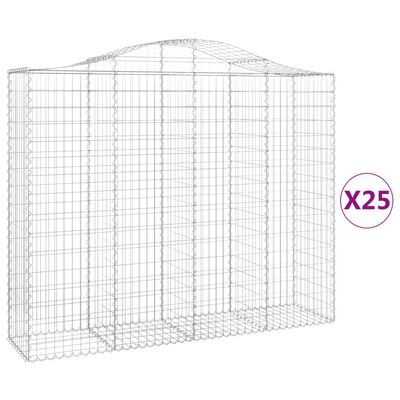 vidaXL Arched Gabion Baskets 25 pcs 200x50x160/180 cm Galvanised Iron