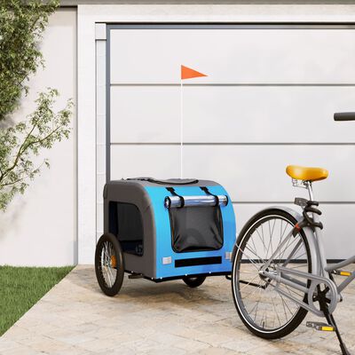 vidaXL Pet Bike Trailer Blue and Grey Oxford Fabric&Iron