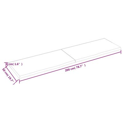 vidaXL Table Top 200x50x(2-4) cm Untreated Solid Wood Oak