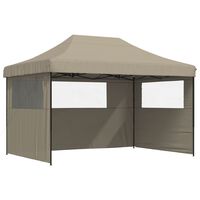 vidaXL Foldable Party Tent Pop-Up with 3 Sidewalls Taupe