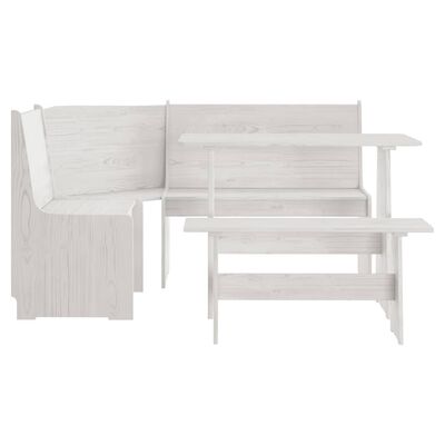 vidaXL 3 Piece Dining Set REINE White Solid Wood Pine