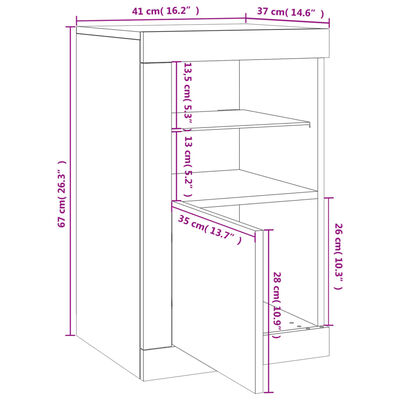 vidaXL Side Cabinets with LED Lights 2 pcs Smoked Oak Engineered Wood