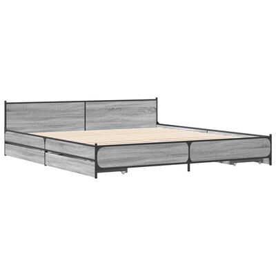 vidaXL Bed Frame with Drawers without Mattress Grey Sonoma 200x200 cm