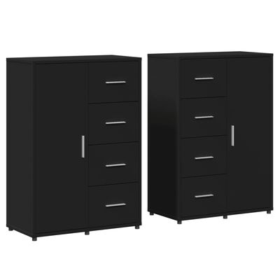 vidaXL Sideboards 2 pcs Black 60x31x84 cm Engineered Wood