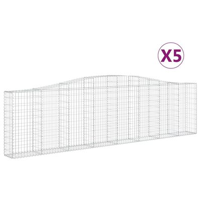 vidaXL Arched Gabion Baskets 5 pcs 400x30x100/120 cm Galvanised Iron