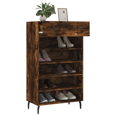 vidaXL Shoe Cabinet Smoked Oak 60x35x105 cm Engineered Wood