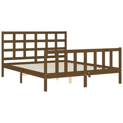 vidaXL Bed Frame without Mattress Honey Brown King Size Solid Wood Pine