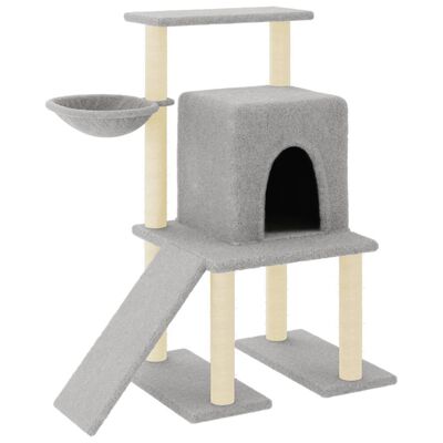 vidaXL Cat Tree with Sisal Scratching Posts Light Grey 96.5 cm