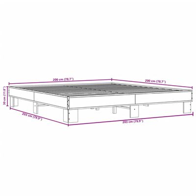 vidaXL Bed Frame without Mattress Smoked Oak 200x200 cm