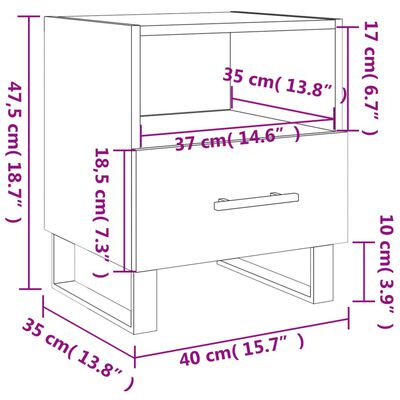 vidaXL Bedside Cabinets 2 pcs Brown Oak 40x35x47.5 cm Engineered Wood