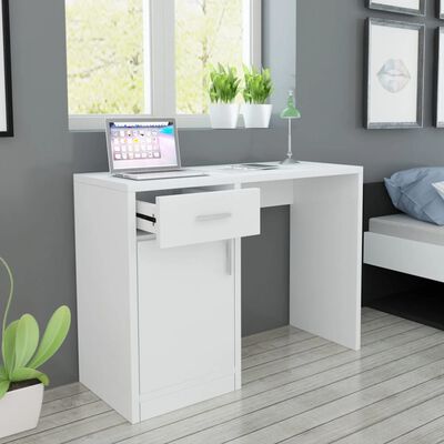 vidaXL Desk with Drawer and Cabinet White 100x40x73 cm