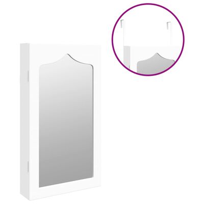 vidaXL Mirror Jewellery Cabinet Wall Mounted White 37.5x10x67 cm