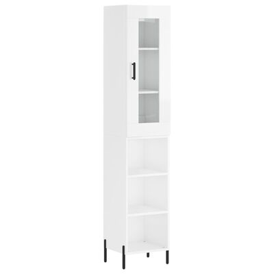 vidaXL Highboard High Gloss White 34.5x34x180 cm Engineered Wood