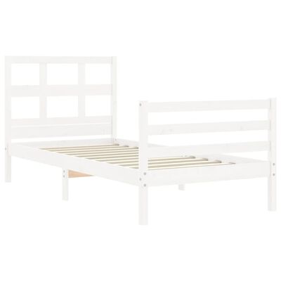 vidaXL Bed Frame without Mattress White Single Solid Wood