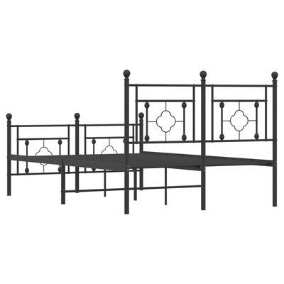 vidaXL Metal Bed Frame without Mattress with Footboard Black 120x200 cm