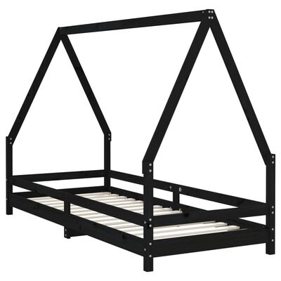 vidaXL Kids Bed Frame Black 80x200 cm Solid Wood Pine